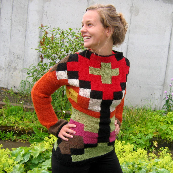 rose-pattern insert knitting in a new light Icelandic color knitting 